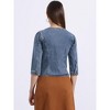 INSPIRE CHIC Women's Collarless Pockets 3/4 Sleeve Denim Jackets - 3 of 4