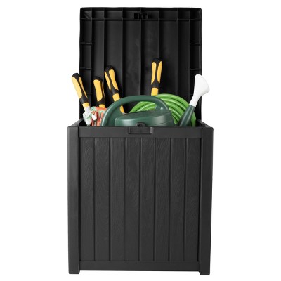 Black 50 Gallon Lockable Plastic Deck Storage Box