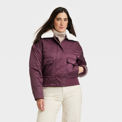 Women's Bomber Jacket - Universal Thread™ Burgundy Xs : Target