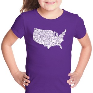 LA Pop Art Girl's Word Art T-shirt - THE STAR SPANGLED BANNER - 1 of 4