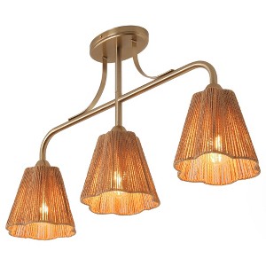 Parrot Uncle 30" Gold Farmhouse Brass Chandelier Ceiling Light 3-Light - 1 of 4