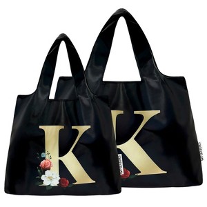 Wrapables Large & Small Monogram Nylon Reusable Bags, Set 2 - 1 of 4