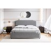 Platform Bed Frame, with Rivet Decor Headboard, Velvet Upholstered Bed Frame with Strong Wood Slat Support, No Box Spring Needed, Gray - 2 of 4