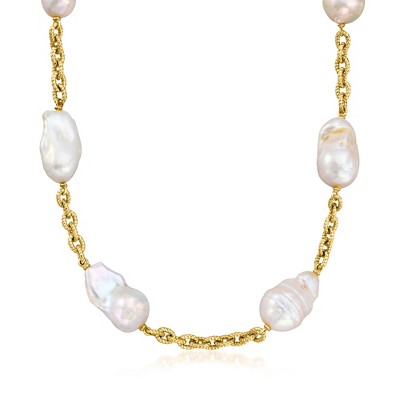 Ross-Simons 13-16mm Cultured Baroque Pearl Necklace in 18kt Gold Over Sterling Size 18