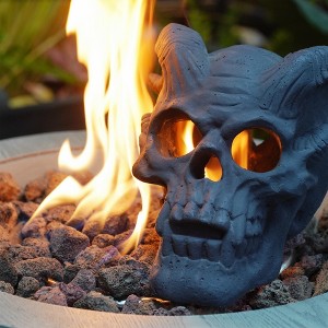 Whisen Refractory Materials Fireproof Imitated Human Fire Pit Skulls Gas Log, Halloween Decor - Black - 1 of 4