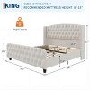 Diamond Button High-Back Upholstered Bed, Modern High Platform Bed Frame, Solid Wood with Soft and Comfortable Sponge Velvet, Bedroom Furniture - 4 of 4