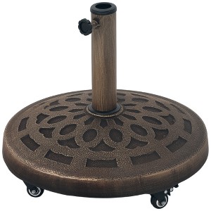 Outsunny Round Patio Umbrella Base with Wheels, 46 lbs Resin Umbrella Stand Base, Patio Umbrella Holder for 1.3"/1.5"/1.9" Umbrella Poles - 1 of 4