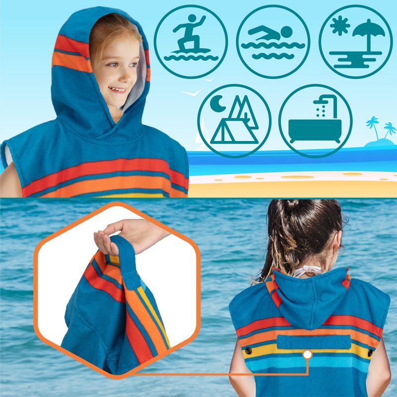 SUN CUBE Kids Changing Robe Surf Beach Towels, Quick Dry Wearable Towel Hood Pocket, Wetsuit Changing Cape for Toddler Boys Girls 3-8, 3 of 8