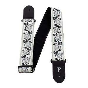 Perri's Black and White Roses Jacquard Guitar Strap 2 in. - 1 of 3