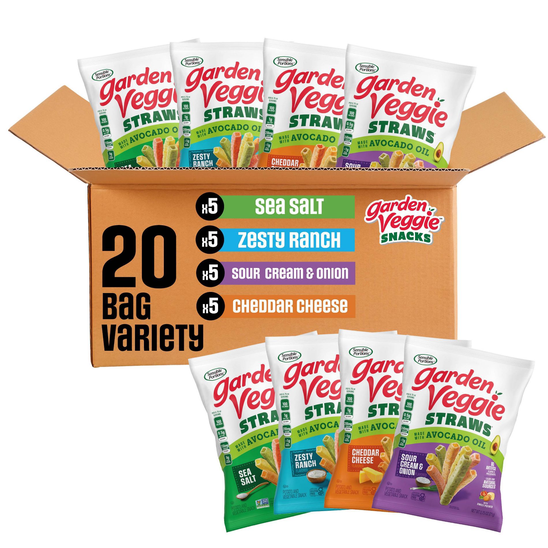 Garden Veggie Straws Variety Pack Chips with Avocado Oil Chips - 15oz/20ct