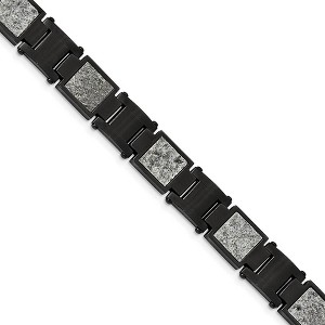 Black Bow Jewelry 13mm Black Plated Stainless Steel & Sedimentary Rock Bracelet, 8.5 In - 1 of 4