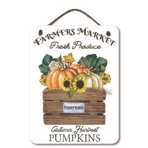 Courtside Market Autumn Harvest Pumpkins 12x16 Hanging Artboard with Twine - 1 of 2