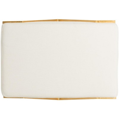 Luna 27'' Light Beige Linen and Gold Greek Key Transitional Bench
