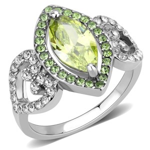 Slickblue Designer Stainless Steel Ring with Apple Green CZ and Clear Accent Stones, Modern Women’s Ring, Sizes 5-10 - 1 of 4