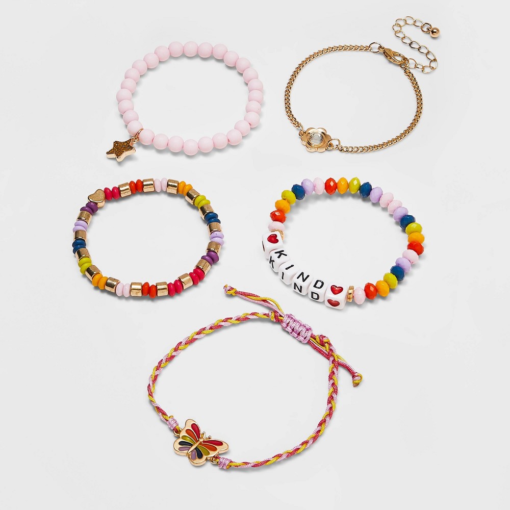 Girls' 5pk 'KIND' Beaded Bracelet Set - Cat & Jack , One Color