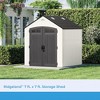 Suncast Ridgeland 327 Cubic Foot Storage Shed, 7' x 7' Outdoor Resin Tool House, Waterproof Garden Storage Box, Backyard Patio Cabinet, Ice Cube - 2 of 4