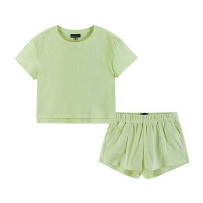 Andy & Evan  Kids  Girls Pointelle Tee & Short PJ Set