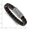 Black Bow Jewelry Men's Stainless Steel Black & Brown Leather Sword Bracelet, 8.5 Inch - 4 of 4