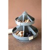 Round Metal Rotating Organizer, Double Level 17"H – Grey Two-Tier Spinning Storage Display By Kalalou - 3 of 4