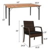 Tangkula 7PCS Patio Dining Furniture Set Yard w/ Wooden Tabletop Black Cushions - 3 of 4