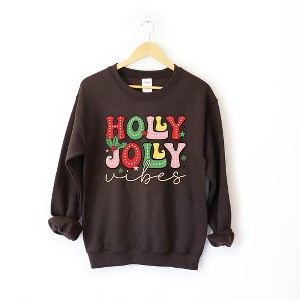 Simply Sage Market Women's Graphic Sweatshirt Holly Jolly Vibes Distressed - 1 of 4