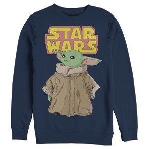 Men's Star Wars The Mandalorian The Child Retro Logo Stance Sweatshirt - 1 of 3