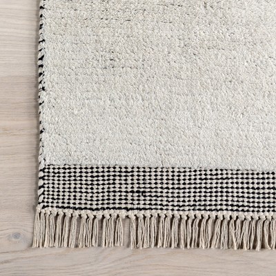 Ivory and Gray Tufted Wool Cotton Rectangular Area Rug