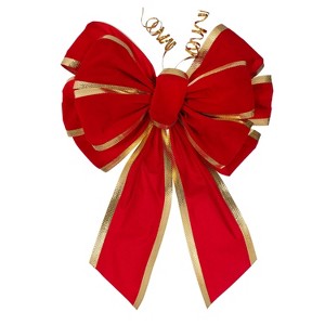 Vickerman 18"x19" Red Velvet-Gold Trim 11-Loop Hand Tied UV Bow - 1 of 1