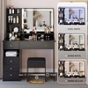 Sapphtopaz Makeup Vanity Desk Left Bedside Cabinet Makeup Table with Stool, Socket, LED Mirror, Hair Dryer Bracket for Powder Room - 3 of 4