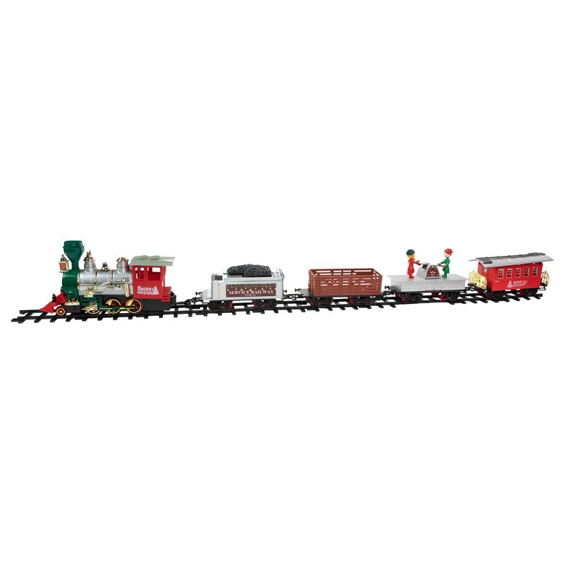 Northlight 35pc Silver and Red Battery Operated Lighted and Animated Classic Train Set with Sound, 5 of 6