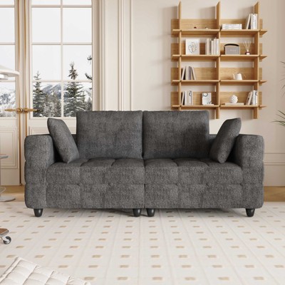 NicBex Modern Upholstered Loveseat Sofa Small Couch with Deep Cushions & Wooden Nature Legs,Couch Lounge Sofa for Living Room,Department,Gray