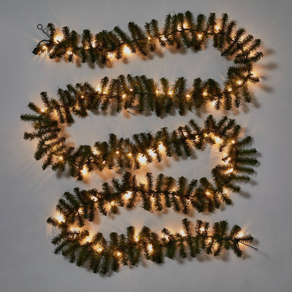 18' PreLit Artificial Pine Bough Christmas Garland Green with Clear