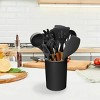 11Pcs Silicone Cooking Utensil Set Heat Resist Wooden Handle Silicone Spatula Turner Ladle Spaghetti Server Tongs - 4 of 4