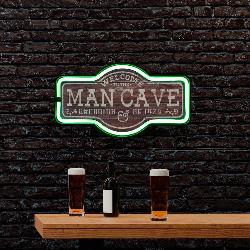 Northlight 17" Green LED Lighted  Man Cave Neon Style Wall Sign, 1 of 4