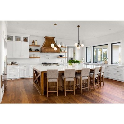 Parsons Matte Black and Olde Brass 97'' Chandelier with Opal Shades