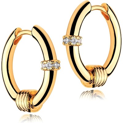 Cubic Zirconia Huggie Earrings 14k Gold Plated Tiny Earrings Small Huggie Hoop Earrings Simple Lightweight Hoops Gift for Women