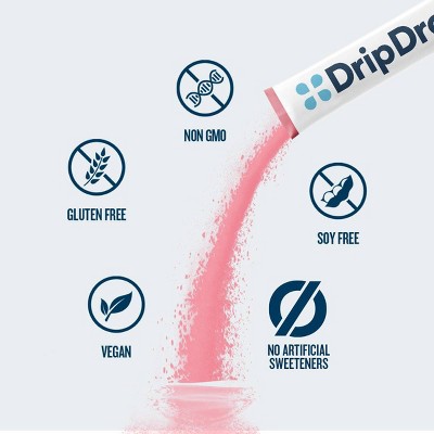 DripDrop Zero Sugar Plus Variety Dietary Supplement Powder - Watermelon, Strawberry, Kiwi - 16ct