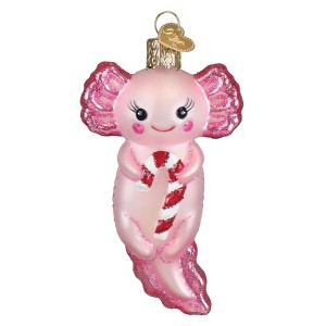 Old World Christmas Blown Glass Ornament for Christmas Tree, Axolotl with Candy Cane - 1 of 4