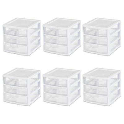 Sterilite Clearview Plastic Multipurpose Small 3 Drawer Desktop Storage Organization Unit for Home, Classrooms, or Office Spaces