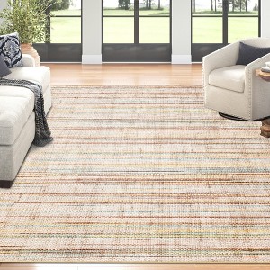 coucheta Machine Washable Area Rug, Modern Abstract Stain Resistant Low-Pile Faux Linen Design Carpet with Non Slip Backing, for Living Room, Bedroom - 1 of 4