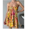 Nmoder  Womens Floral Mini Dress Spaghetti Strap Sleeveless Tie Back Ruffle Sundress Summer Tiered A-Line Midi Dress - 2 of 4