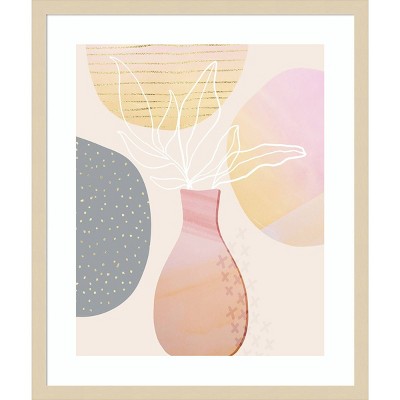 Mid Century Floral I Svelte Natural Framed Wall Art Print