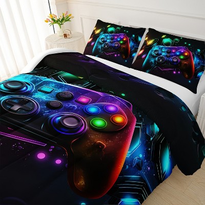 Aeelleea Gamer Soft Comforter Set for Boys, Neon Gaming Bedding Quilt Set for Room Decor, 3D Printed Cartoon Theme for Bedroom — фото 2