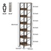 Narrow Bookshelf Tall Skinny Bookcase 6 Tier Storage Rack Rustic Corner Shelf Metal Frame Small Freestanding Bookshelves Industrial Display Stand - 2 of 4