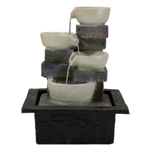 Northlight LED Lighted Cascading 4-Tier Bowl Indoor Water Fountain - 11" - 1 of 4
