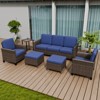 EAGLE PEAK Ocean Vista 6 piece Patio Variated Brown Wicker Sofa Set Dining Chairs, 3-Seat Sofa - 2 of 4
