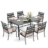 Captiva Designs 7pc Patio Slatted Top Steel Dining Table & Metal Chairs with Seat Cushions and Waist Pillows - 2 of 4