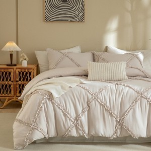Cozy Comfort Queen Comforter Set -Boho Tufted Shabby Chic Bedding Comforter Set, 3 Pieces Vintage Farmhouse Bed Set for All Seasons - 1 of 4
