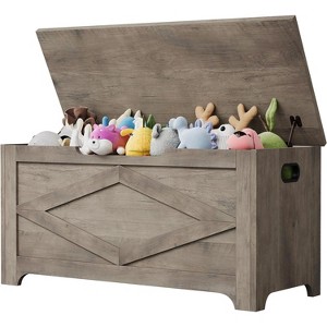 39.4'' Storage Bench, Wooden Storage Chest with 2 Safety Hinges, 300 Lbs Large Toy Chest with 2 Handles, Easy Assembly, for Entryway, Bedroom - 1 of 1