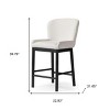 HomeRoots 26" White and Black Fabric and Solid Wood Counter Height Bar Chair - 3 of 4